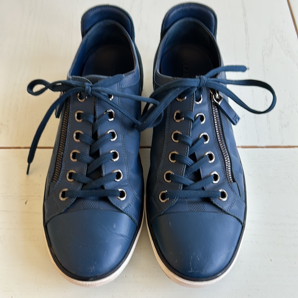 Louis Vouitton mens navy sneakers with suede - Picture 3 of 5